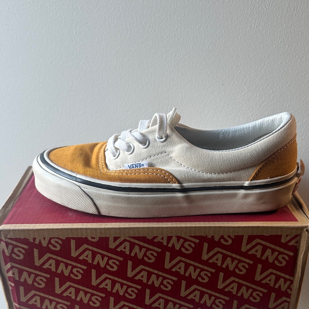 Vans Mustard and White Low-Top Sneakers